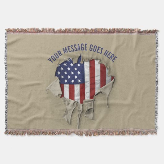 Shredded, Ripped and Torn American Flag Throw Blan Deken (Voorkant)