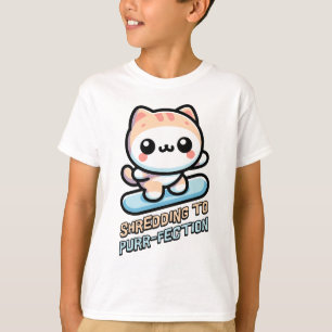 Shredding naar perfectie! Schattigee snowboardkat T-shirt