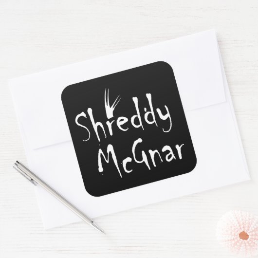 Shreddy McGnar Vierkante Sticker (Envelop)