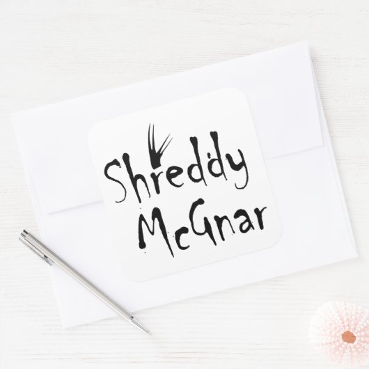 Shreddy McGnar Vierkante Sticker (Envelop)