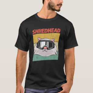 Shredhead Funny Snowboarding Cat in Goggles T-shirt