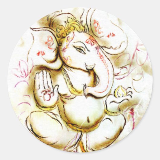 Shree Ganesh Ronde Sticker (Voorkant)