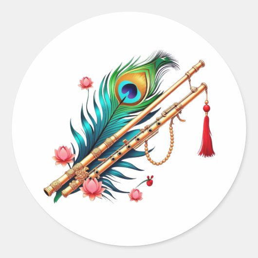 Shree Krishna Janmashtami Ronde Sticker (Voorkant)