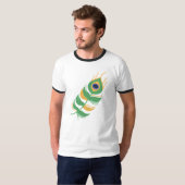 SHREE KRISHNA PEACOCK FEATHER LOGO UNIEK ONTWERP T-SHIRT (Voorkant volledig)