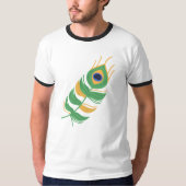 SHREE KRISHNA PEACOCK FEATHER LOGO UNIEK ONTWERP T-SHIRT (Voorkant)