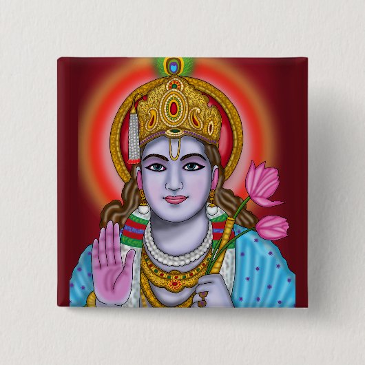 Shree Krishna Tote Bag Vierkante Button 5,1 Cm (Voorkant)