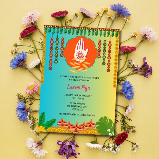 Shree Laxmi Puja Bloemen Uitnodiging