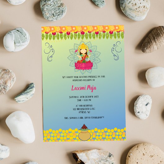 Shree Laxmi Puja Bloemen Uitnodiging