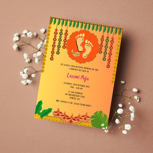 Shree Laxmi Puja Bloemen Uitnodiging