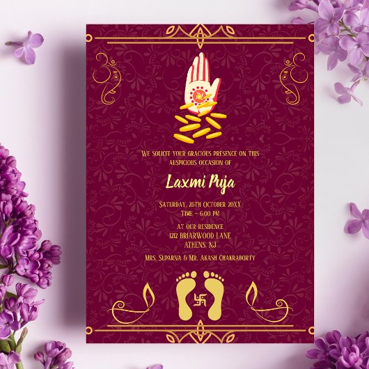 Shree Laxmi Puja Bloemen Uitnodiging