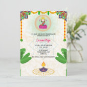 Shree Laxmi Puja Bloemen Uitnodiging (Staand voorkant)