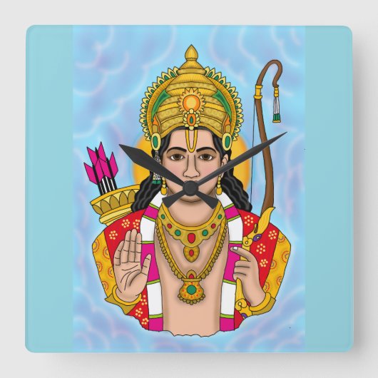 Shree Ram Wall Clock Vierkante Klok (Voorkant)