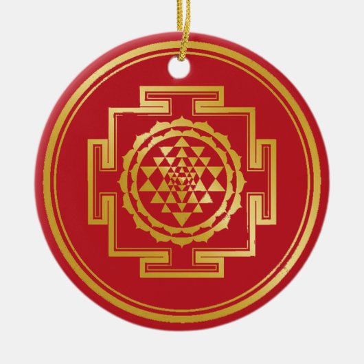 Shree Yantra Auspicious Sacred Geometrical Symbol Keramisch Ornament (Voorkant)