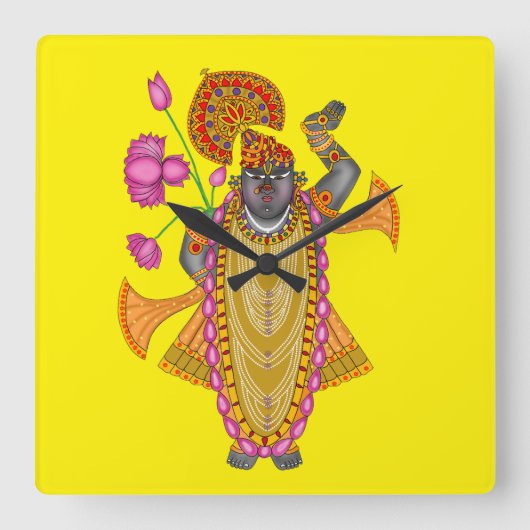 Shreenath Ji Wall Clock Vierkante Klok (Voorkant)