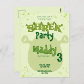 Shrek Verjaardagsuitnodiging | Ver Ver Weg Briefkaart (Voorkant / Achterkant)