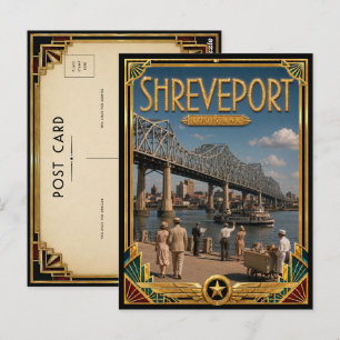 Shreveport Louisiana Vintage Art Deco Gouden Tijdp Briefkaart