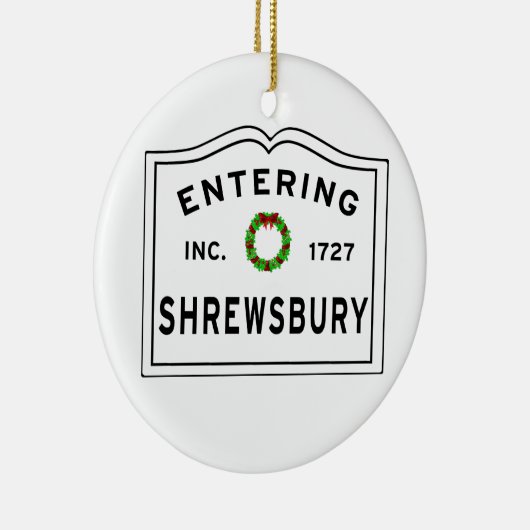 Shrewsbury, MA Holiday Wreath Metal Ornament (Rechts)