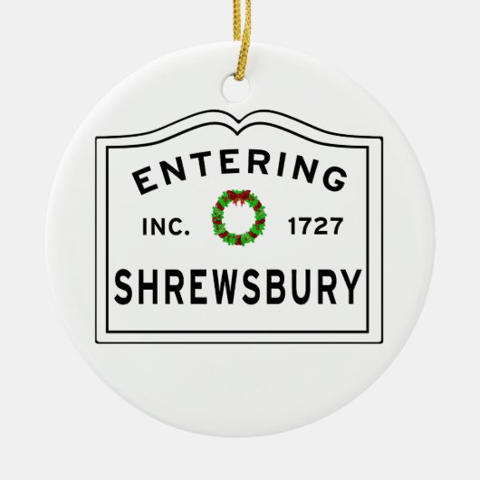 Shrewsbury, MA Holiday Wreath Metal Ornament (Voorkant)