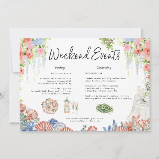 Shrewsbury New Jersey Wedding Weekend Welcome Map (Achterkant)