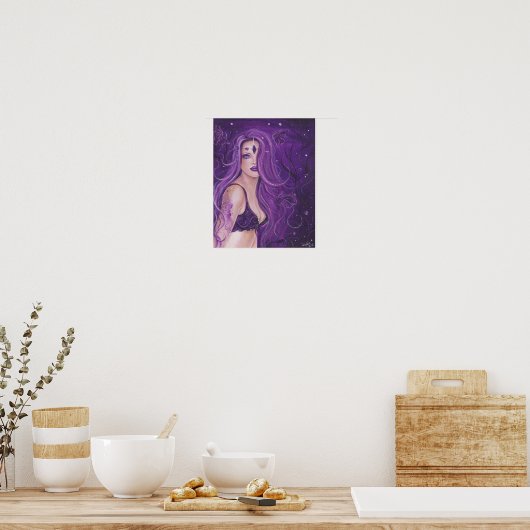 Shreya Paars Fantasy mermaid Poster van Renee (Keuken)