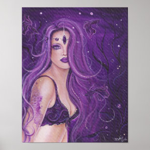 Shreya Paars Fantasy mermaid Poster van Renee