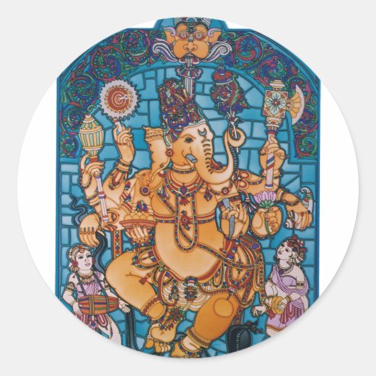Shri Ganesh Ronde Sticker (Voorkant)