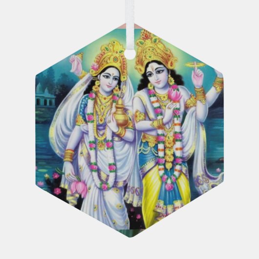 Shri Hari Vishnu Glas Ornament (Achterkant)