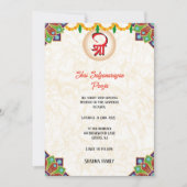 Shri Satyanarayan Pooja Hindoe Indiase stijl bloem Kaart (Voorkant)