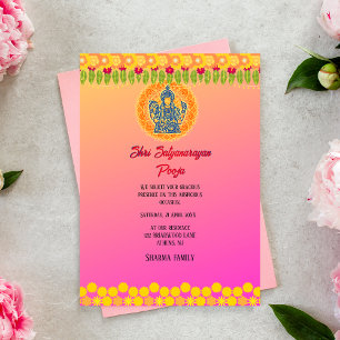 Shri Satyanarayan Pooja Hindoe Indiase stijl bloem Kaart