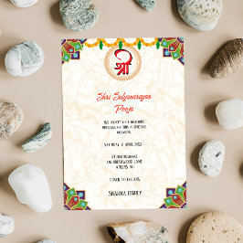 Shri Satyanarayan Pooja Hindoe Indiase stijl bloem Kaart