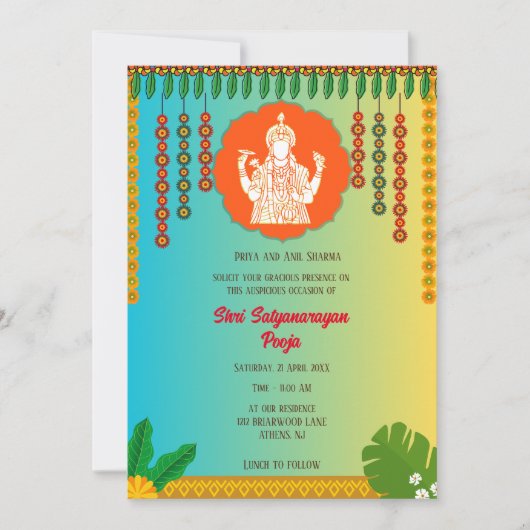 Shri Satyanarayan Pooja Hindu Kaart (Voorkant)