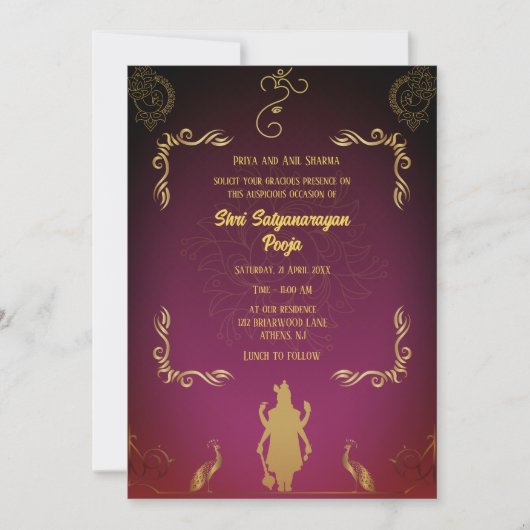 Shri Satyanarayan Pooja Hindu Kaart (Voorkant)