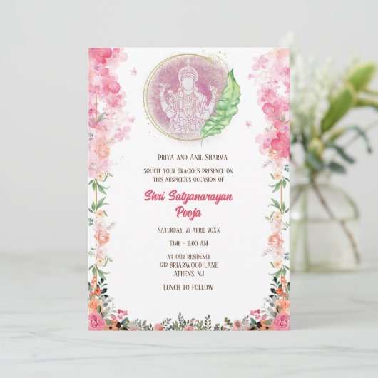 Shri Satyanarayan Pooja Hindu Kaart (Staand voorkant)