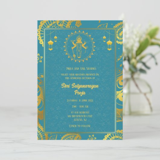 Shri Satyanarayan Pooja Hindu Kaart (Staand voorkant)