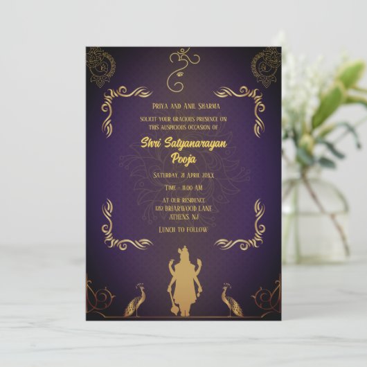 Shri Satyanarayan Pooja Hindu Kaart (Staand voorkant)