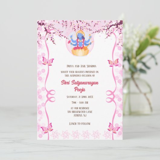 Shri Satyanarayan Pooja Hindu Kaart (Staand voorkant)