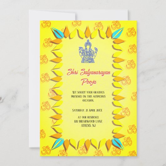 Shri Satyanarayan Pooja Indische Kaart (Voorkant)