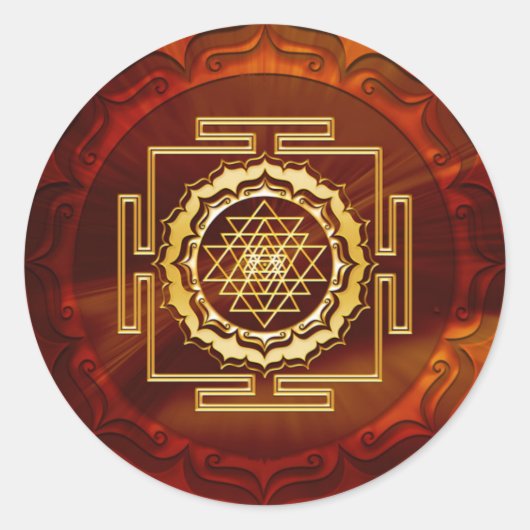 Shri Yantra - Cosmic Conductor of Energy Ronde Sticker (Voorkant)