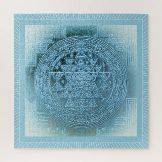 Shri Yantra Mandala:  Aqua Legpuzzel (Verticaal)