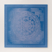 Shri Yantra Mandala: Blauw Legpuzzel (Horizontaal)
