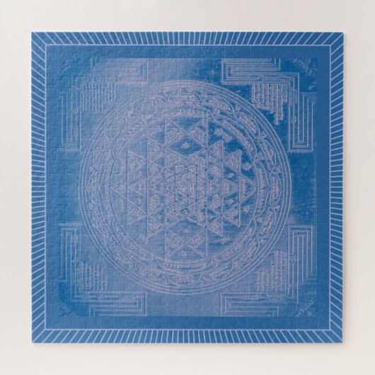 Shri Yantra Mandala: Blauw Legpuzzel (Horizontaal)
