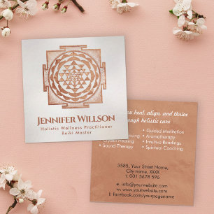 Shri Yantra - Sri Yantra - Shri Chakra - Koper Vierkante Visitekaartje