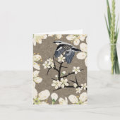 Shrike Bird en Flowers Tekening Blank Kaart (Voorkant)
