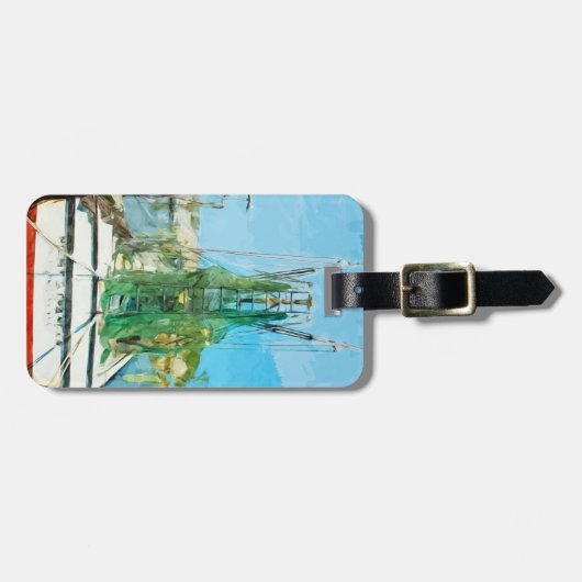 Shrimp Boat Docked Abstract Impressionisme Bagagelabel (Voorkant horizontaal)