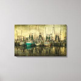 Shrimp Boat Lineup Canvas Afdruk