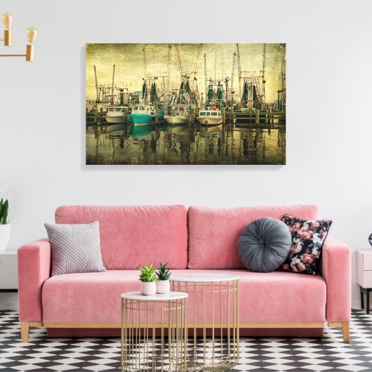 Shrimp Boat Lineup Canvas Afdruk (Insitu (Woonkamer))
