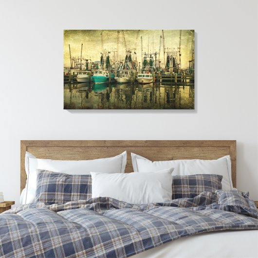Shrimp Boat Lineup Canvas Afdruk (Insitu (Slaapkamer))