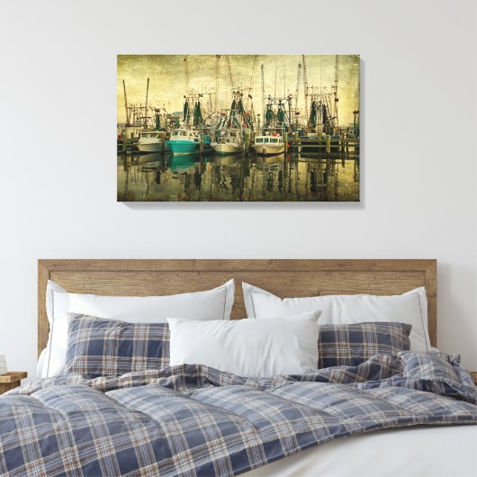 Shrimp Boat Lineup Canvas Afdruk (Insitu (Slaapkamer))