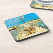 Shrimp Boat under Repair Abstracte impressionisme Drankjes Onderzetter (Linkerzijde)