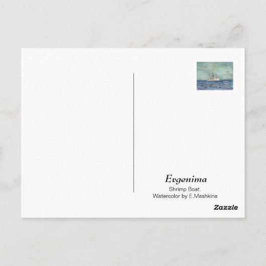Shrimp Boat Waterverf. Briefkaart. Briefkaart (Achterkant)